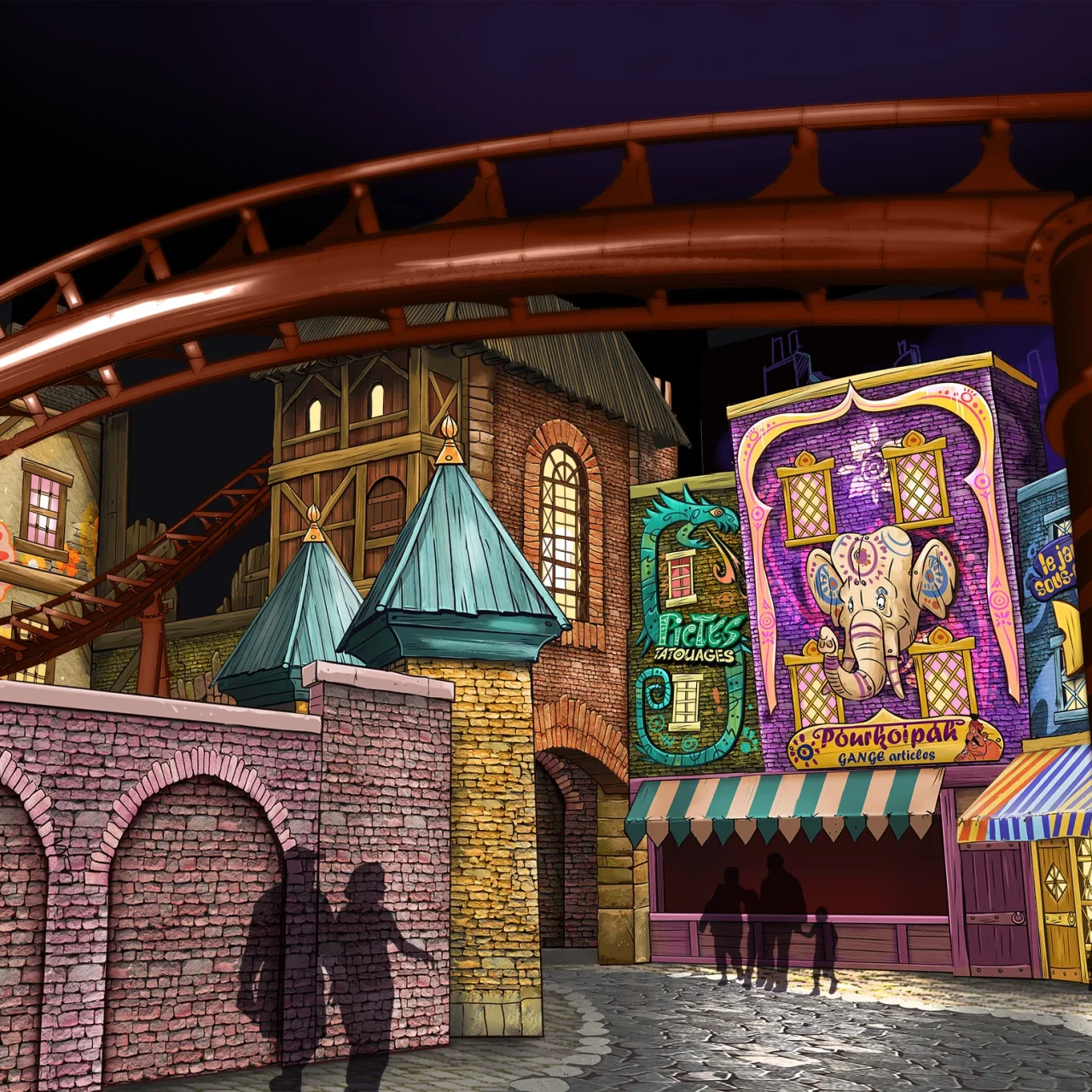 Zone Londinium : un Multi Dimension Coaster Intamin au Parc Astérix